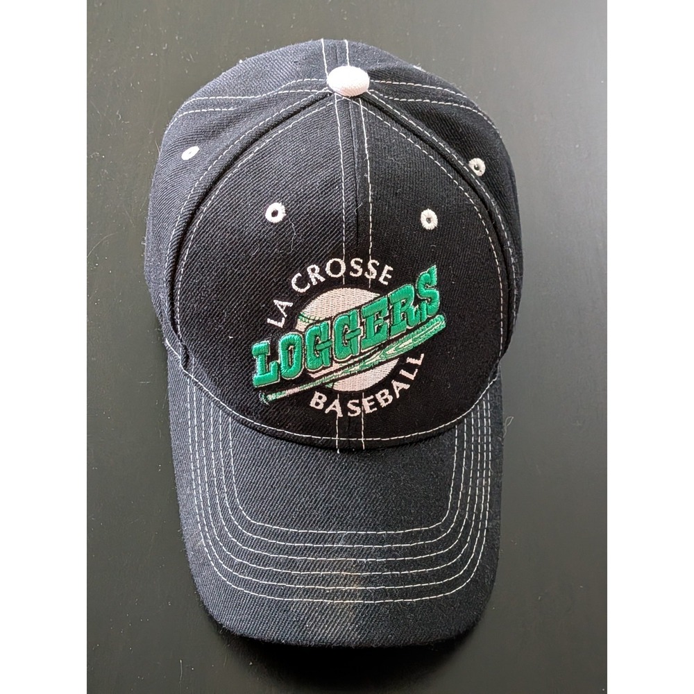 La Crosse Loggers Baseball Hat Minor League Cap Black Strapback‎ OSFM Melonwear